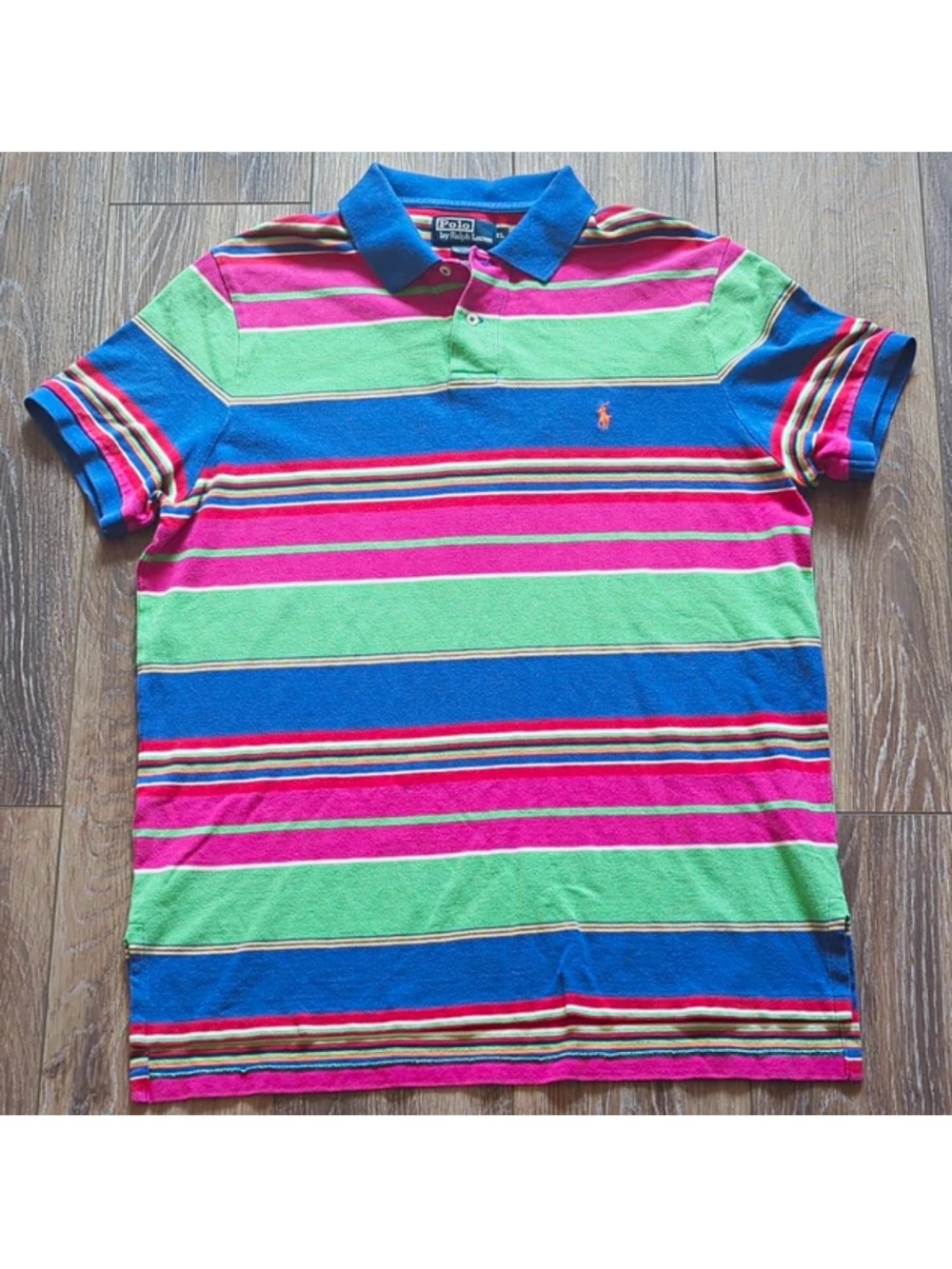Polo Ralph Lauren Custom Fit Multicolor Striped Cotton Polo Shirt Men’s XL Y2K
